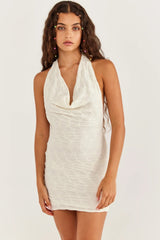 White Textured Bodycon Mini Dress
