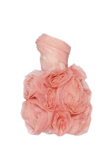 georgia Appliquéd organza coral mini dress