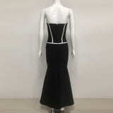 Floral embellished Strapless Maxi Dress in Black