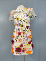 SHORT SLEEVED FLORAL PRINTED MINI DRESS