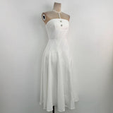 off-shoulder Sleeveless Jacquard Midi Dress in apricot