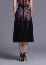 floral dentelle off-shoulder bustier corset net skirt set