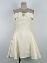 A-line Open Shoulder Tweed Mini Dress