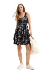 Strappy Skater mini Dress in black