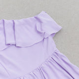 ONE SHOULDER RUFFLE TRIM DRESS IN PURPLE
