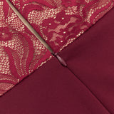 RED OFF SHOULDER LACE BUSTIER MIDI DRESS