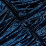 BLUE DRAPED OFF SHOULDER MAXI DRESS