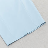 CROSS NECK BODYCON MIDI DRESS IN BLUE