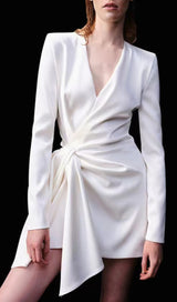 IRREGULAR LONG SLEEVE DRESS IN WHITE