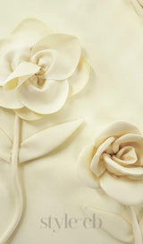 Yellow Crepe Flower Mini Dress