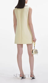Yellow Crepe Bow Mini Dress