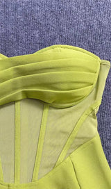 PATCHWORK STRAPLESS BANDAGE DRESS