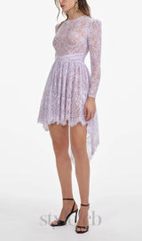Lilac Lace Satin Mini Dress