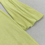 GREEN TRUMPET SLEEVE BODYCON MAXI DRESS