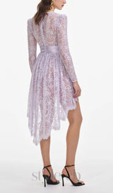 Lilac Lace Satin Mini Dress