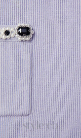 Lilac Embellished Knit Midi Skirt