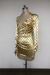 jenny Polka Dots Satin Mini Dress in Yellow