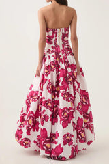 nancy Violette Bubble Hem Maxi Dress in pale red