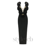 ruffled top with gold accents maxi dress