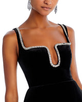 PAULA RHINESTONE TRIM BLACK STRAP MINI DRESS