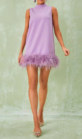 FEATHER MINI DRESS IN WHITE