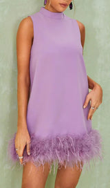 FEATHER MINI DRESS IN WHITE