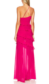 RUFFLED MAXI DRESS IN PINK