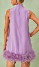 FEATHER MINI DRESS IN WHITE