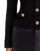 Chenille Knit Off-the-Shoulder Top in black