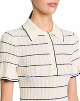 stripe Knitted Maxi Dress in ecru