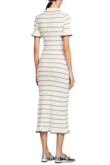 stripe Knitted Maxi Dress in ecru