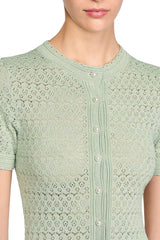 yvonne hollow knit maxi dress in almond Green