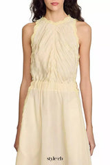 sleeveless Lace Detail Maxi Dress in light yellow