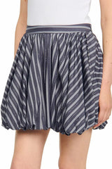 Striped Rhinestone Bubble Hem Skirt in grey