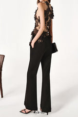 Moyer Bodycon Flower Applique Tulle Top in black