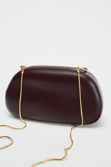 Curved Metal Box Bag in Burgundy
