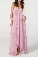 LACE IRREGULAR MAXI DRESS IN Purple