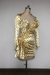 jenny Polka Dots Satin Mini Dress in Yellow