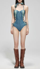 Dodger Denim Flower One-Piece Swimsuit