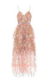 FLORAL EMBELLISHED MIDI DRESS