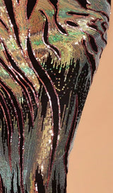 V-NECK EMBELLISHED SEQUIN BACKLESS MAXI DRESS