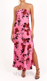 bryden strapless maxi dress in rose pink