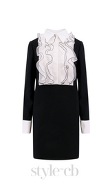 two-tone ruffle trim embellished mini dress