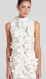 ANNONA WHITE FLOWER EMBELLISHED MAXI DRESS