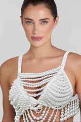 PEARL EMBELLISHED BUSTIER TOP