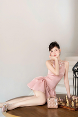 crystal embellished vest mini dress in pink