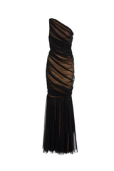 Cadhla One Shoulder Ruched Mesh Maxi Dress