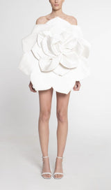 APRICOT FLOWER STRAPLESS MINI DRESS