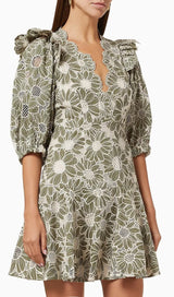 ANUNCIACION EMBROIDERED COTTON LACE DRESS