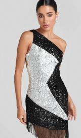 AGLAIA ONE SHOULDER SEQUIN DRESS